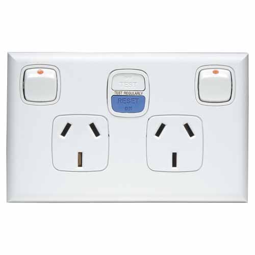 HPM Electresafe Double RCD Socket Cover Plate Only - White